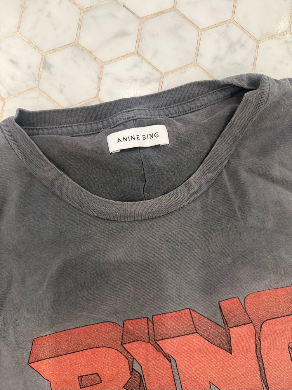 Anine Bing Charcoal Gray Tee - Picture 2 of 5